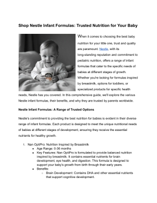 Shop Nestle Infant Formulas: Trusted Nutrition for Your Baby