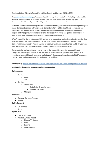 Audio and Video Editing Software Market: Competitive Landscape and Key Players