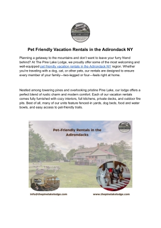 Pet Friendly Vacation Rentals in the Adirondack NY