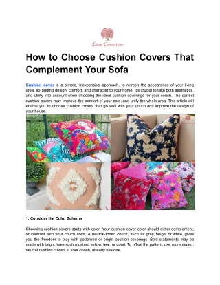 How to Choose Cushion Covers That Complement Your Sofa