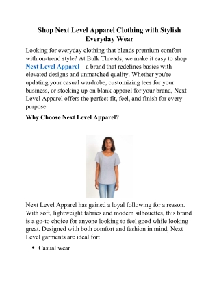 Shop Next Level Apparel Clothing with Stylish Everyday Wear