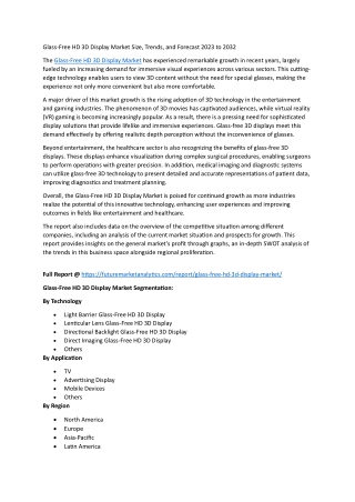 Immersive Innovation: The Emergence of Glass-Free HD 3D Technology