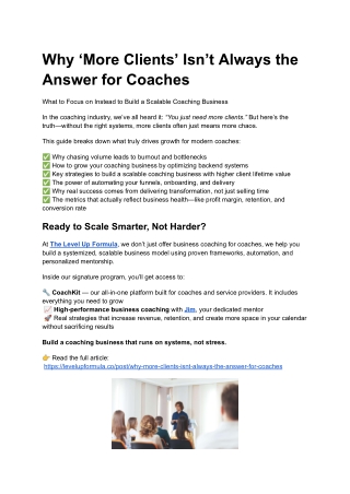 Why ‘More Clients’ Isn’t Always the Answer for Coaches