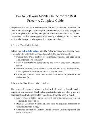 How to Sell Your Mobile Online for the Best Price – A Complete Guide