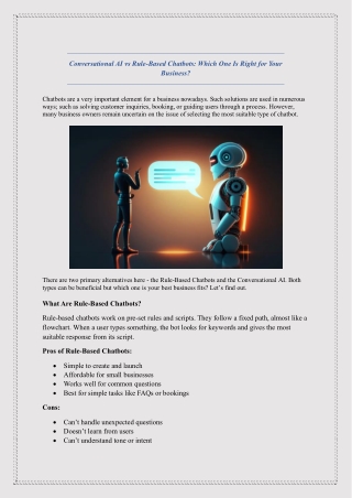 Conversational AI vs Rule-Based Chatbots, Which One Is Right for Your Business