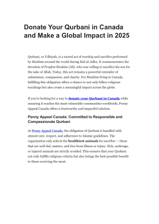 Donate Your Qurbani in Canada and Make a Global Impact in 2025