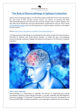The Role of Neuroradiology in Epilepsy Evaluation