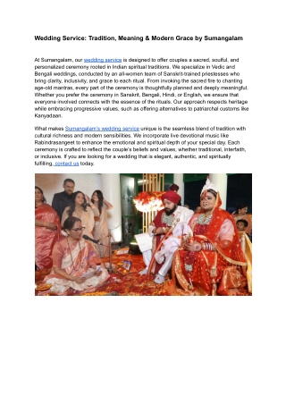 Wedding Service: Celebrating Bengali Marriage with Elegance and Soul