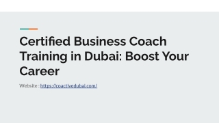 Certified Business Coach Training in Dubai: Boost Your Career