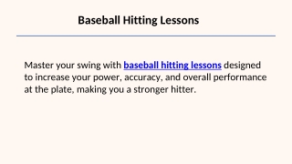 Baseball Hitting Lessons