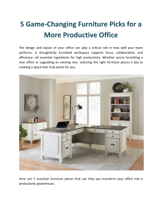 5 Game-Changing Furniture Picks for a More Productive Office