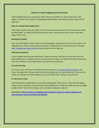 Reasons for Teeth Straightening in Bournemouth