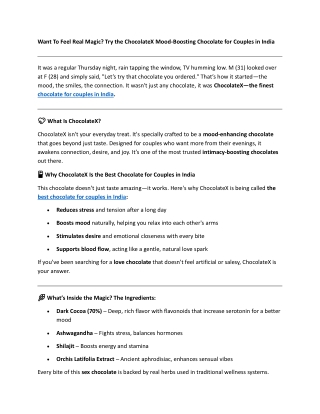 Try the ChocolateX Mood-Boosting Chocolate for Couples in India