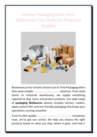 Smarter Packaging Starts Here Melbourne’s Top Choice for Protective Supplies