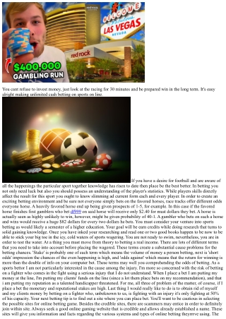 How Do You Do It? How You Can Win At Sports Betting