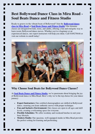 Best Bollywood Dance Class in Mira Road