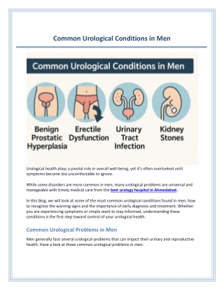 Common Urological Conditions in Men