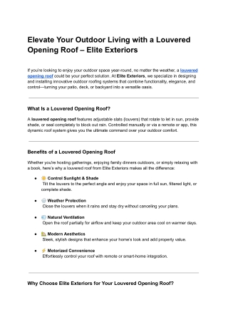 Elevate Your Outdoor Living with a Louvered Opening Roof – Elite Exteriors