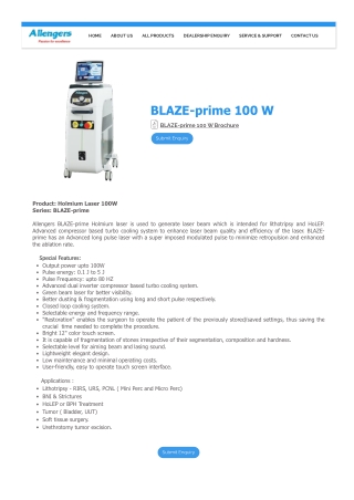 Advanced Holmium Laser System for HoLEP - 100W Solution