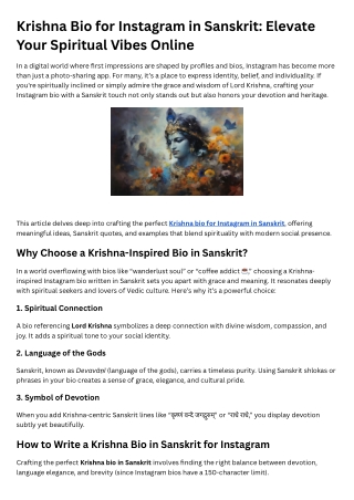 Krishna Bio for Instagram in Sanskrit Elevate Your Spiritual Vibes Online
