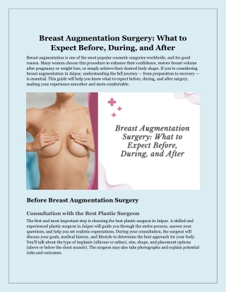 Breast Augmentation Surgery: What to Expect Before, During, and After
