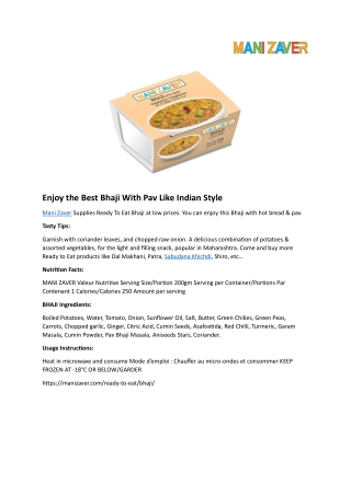 Enjoy the Best Bhaji With Pav Like Indian Style