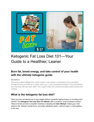 Ketogenic Fat Loss Diet 101 – Your Guide to a Healthier, Leaner You