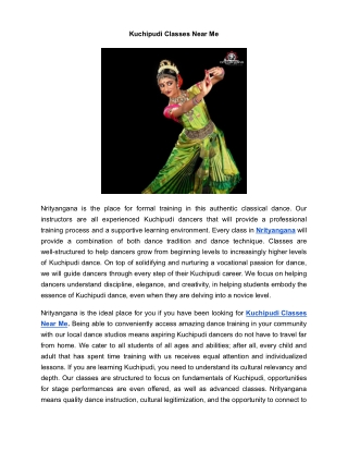 Kuchipudi Classes Near Me | Nrityangana