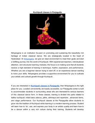 Kuchipudi classes in Panjagutta | Nrityangana