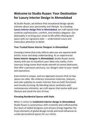 Studio Ruaan: Redefining Residential Interior Design in Ahmedabad