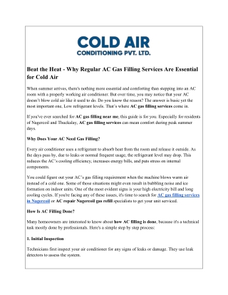 Beat the Heat - Why Regular AC Gas Filling Services Are Essential for Cold Air