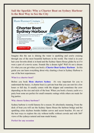 Charter Boat Sydney Harbour