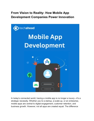 Reliable Mobile App Development Company for Every Industry