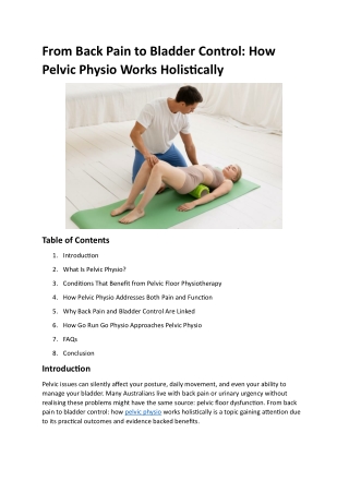 From Back Pain to Bladder Control How Pelvic Physio Works Holistically