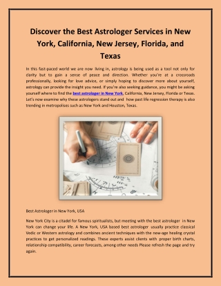 Discover the Best Astrologer Services in New York, California, New Jersey, Flori