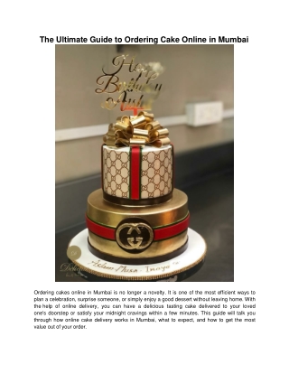 The Ultimate Guide to Ordering Cake Online in Mumbai