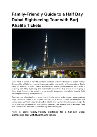 Half-Day Dubai Tour & Burj Khalifa: Iconic City Sights