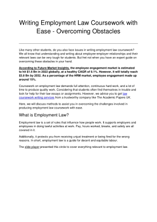Writing Employment Law Coursework with Ease - Overcoming Obstacles