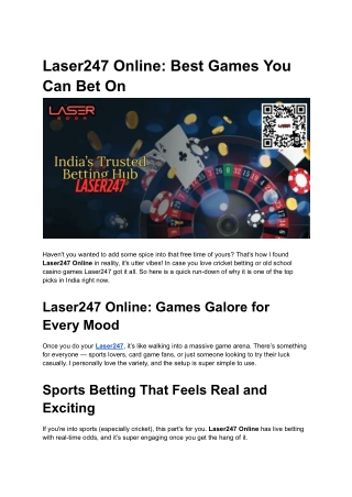 Laser247 Online_ Best Games You Can Bet On