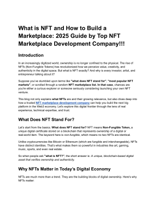 What is NFT and How to Build a Marketplace 2025 Guide by Top NFT Marketplace Development Company!!!