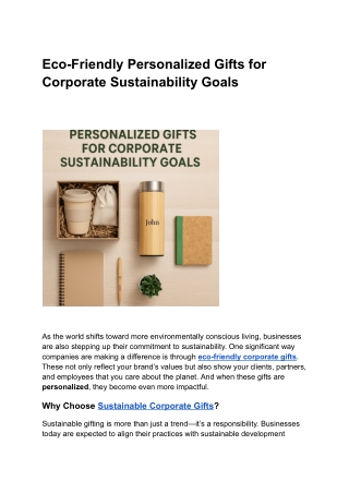 Eco-Friendly Personalized Gifts for Corporate Sustainability Goals