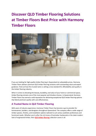 Discover QLD Timber Flooring Solutions at Timber Floors Best Price with Harmony Timber Floors
