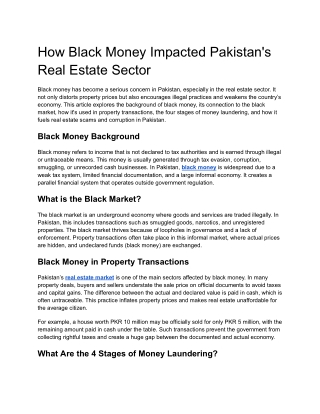 Black Money in Real Estate
