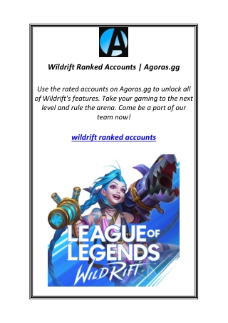 Wildrift Ranked Accounts | Agoras.gg