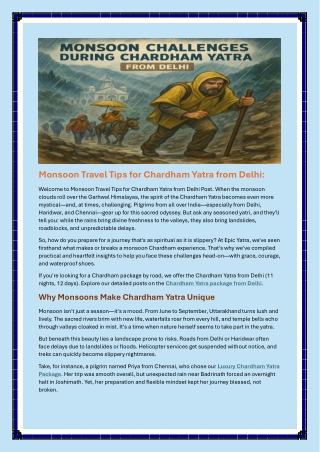Monsoon Travel Tips for Chardham Yatra from Delhi
