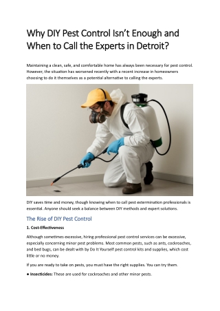 Why DIY Pest Control Isn’t Enough and When to Call the Experts in Detroit
