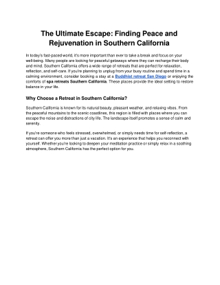 The Ultimate Escape_ Finding Peace and Rejuvenation in Southern California