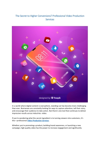 The Secret to Higher Conversions, Professional Video Production Services