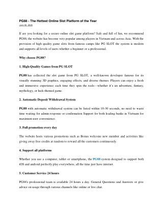 PG88- The Hottest Online Slot Platform of the Year