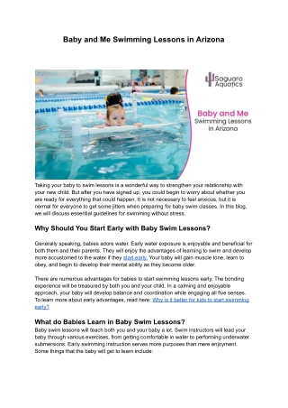 Baby and Me Swimming Lessons in Arizona: Tips & Benefits